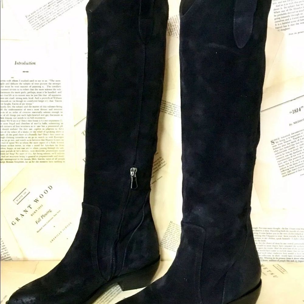 Free People Tall Night & Day Chelsea Boot Distressed Black Leather Zipper - Picture 7 of 11